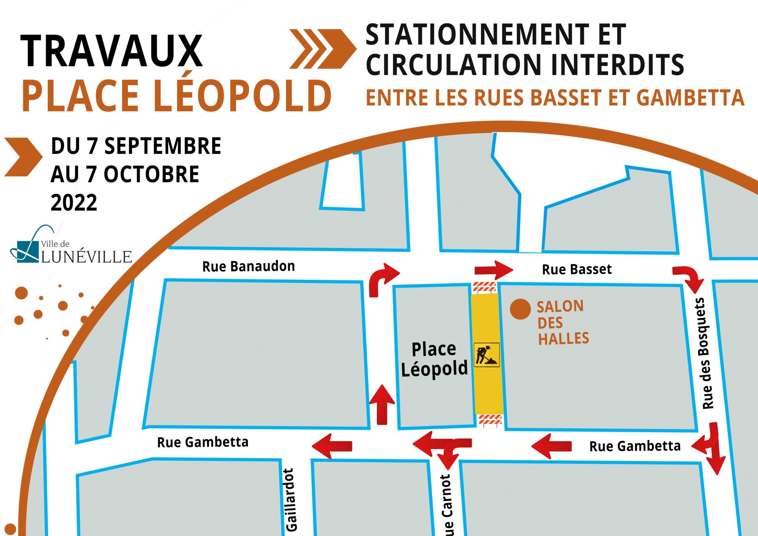 Plan travaux place Léopold septembre 2022 Ville de Lunéville