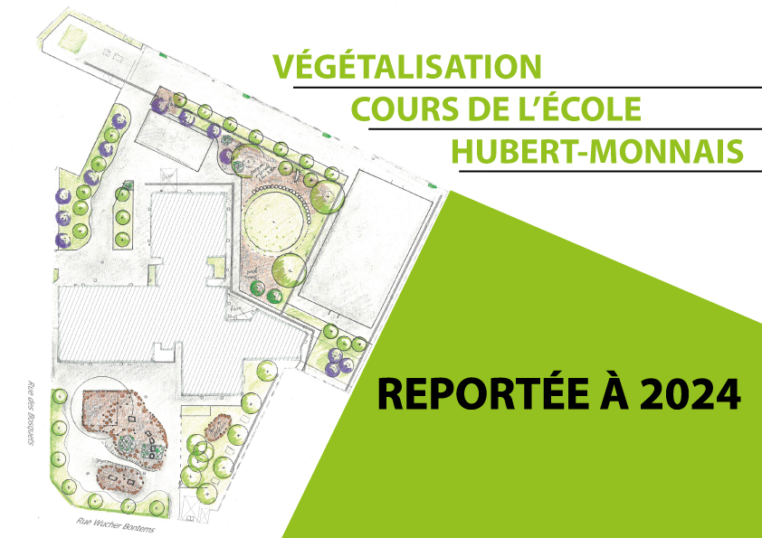 Report de la végétalisation de la cour élémentaire Hubert Monnais en 2024
