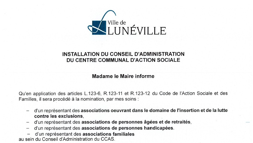 Candidature de représentants d'associations au CA du CCAS